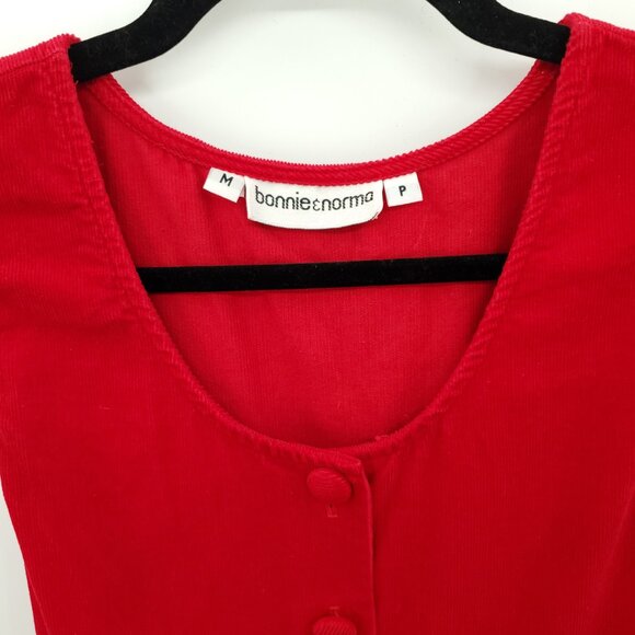 VTG 90s Bonnie & Norma 100% Cotton Corduroy Sz Medium Petite Red - Picture 5 of 12